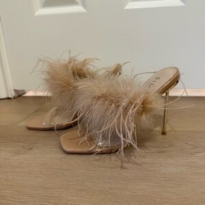 Simmi Tan Feathered Women's Heels